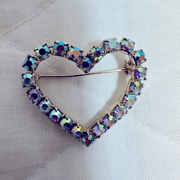 Unbranded Jewelry - Vintage Heart Shape Rhinestones Brooch Pin Lapel